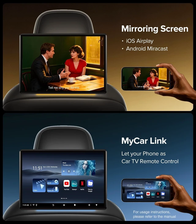 Alt view image 3 of 5 - 13.5" Car TV for Back Seat Headrest Monitor,Car Rear Entertainment System