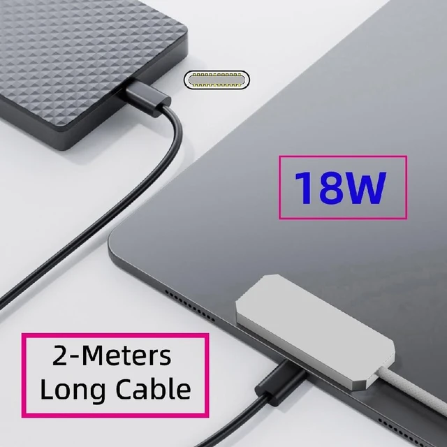 Alt view image 5 of 5 - NFHK Cable USB-C to Magnetic Charge Cable Compatible with iPad Air 10.9" & 11" (M2 M3 2020-2025) Pro 11" (2018-2022) 18W Fast Charging Smart Connector Alloy Charging 2-Meters (18W)