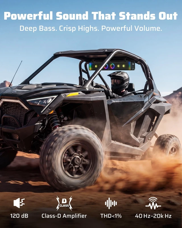 Alt view image 2 of 5 - Ehaho 34 Inch 8-Speaker UTV Sound Bar with Bluetooth, RGB, IP66 Waterproof