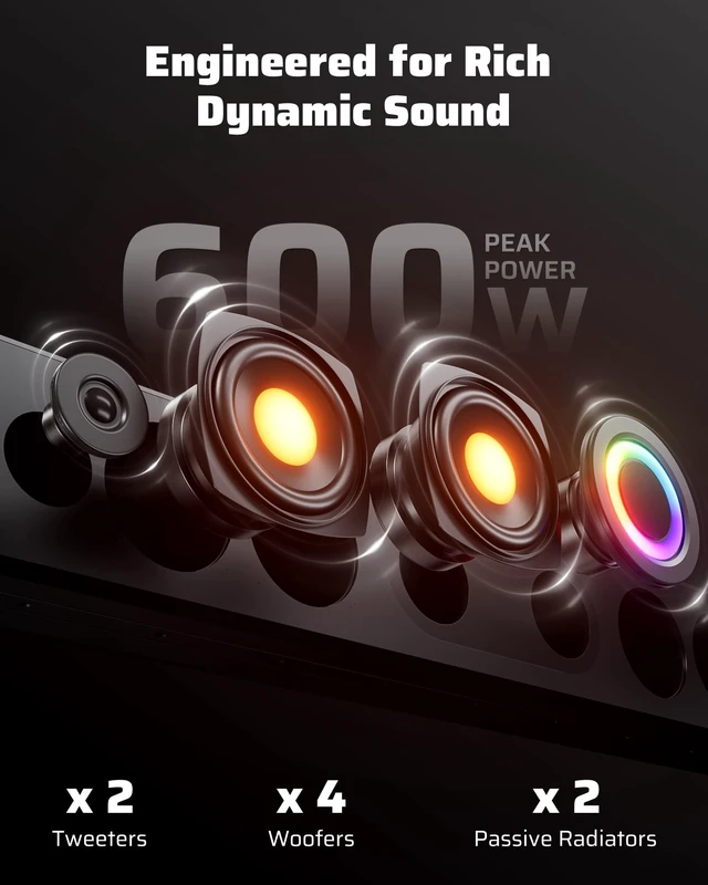 Alt view image 3 of 5 - Ehaho 34 Inch 8-Speaker UTV Sound Bar with Bluetooth, RGB, IP66 Waterproof