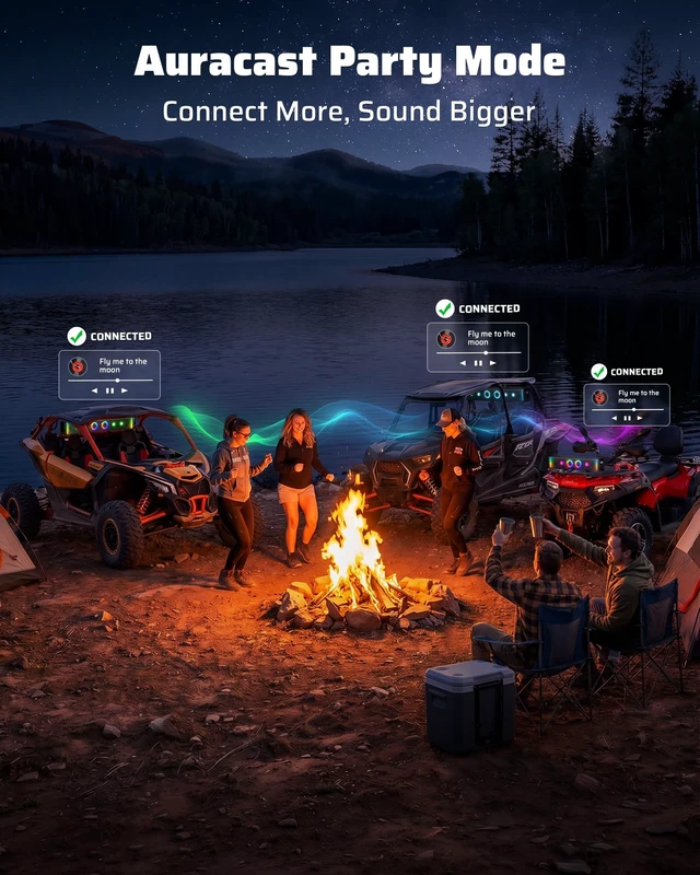 Alt view image 4 of 5 - Ehaho 34 Inch 8-Speaker UTV Sound Bar with Bluetooth, RGB, IP66 Waterproof