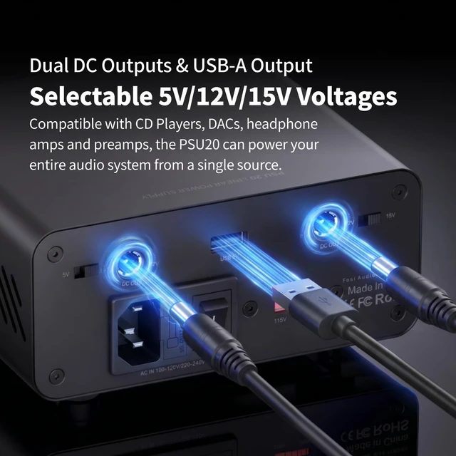 Alt view image 3 of 5 - Fosi Audio PSU20 Ultra Low Noise Linear Power Supply for Hi-Fi Audio