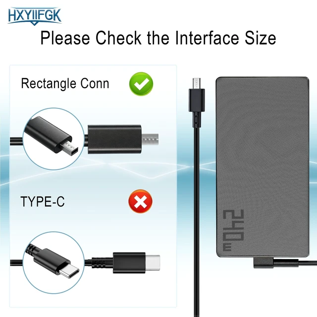 Alt view image 4 of 5 - 240W Replacement Laptop Charger Compatible with Asus ROG Gaming ADP-240EB C