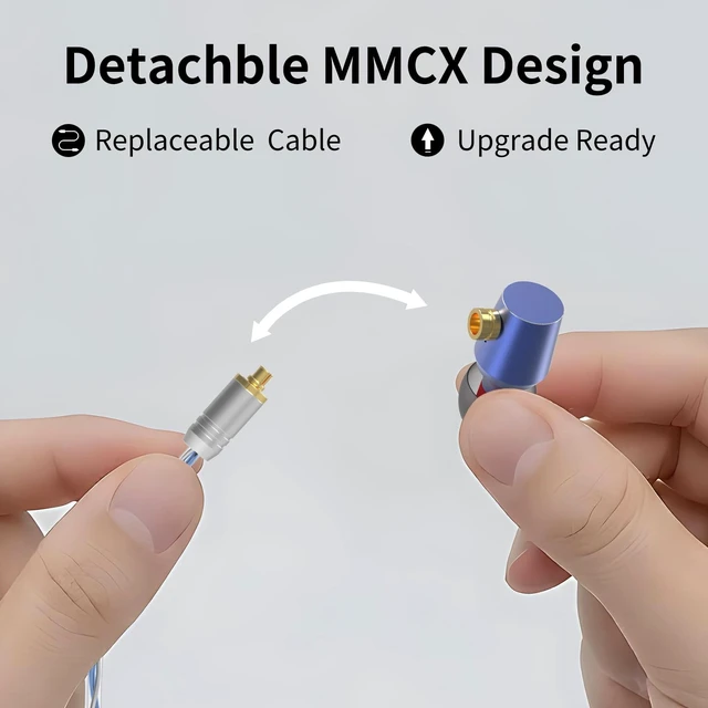 Alt view image 3 of 5 - GUAEIMO G4M3C1L HiFi IEMs, Wired in-Ear Monitors with Detachable MMCX Cable, Professional Audiophile Earbuds, Aluminum Shell & 4-Strand Silver-Plated Cable, 3.5mm No Mic Azure Blue