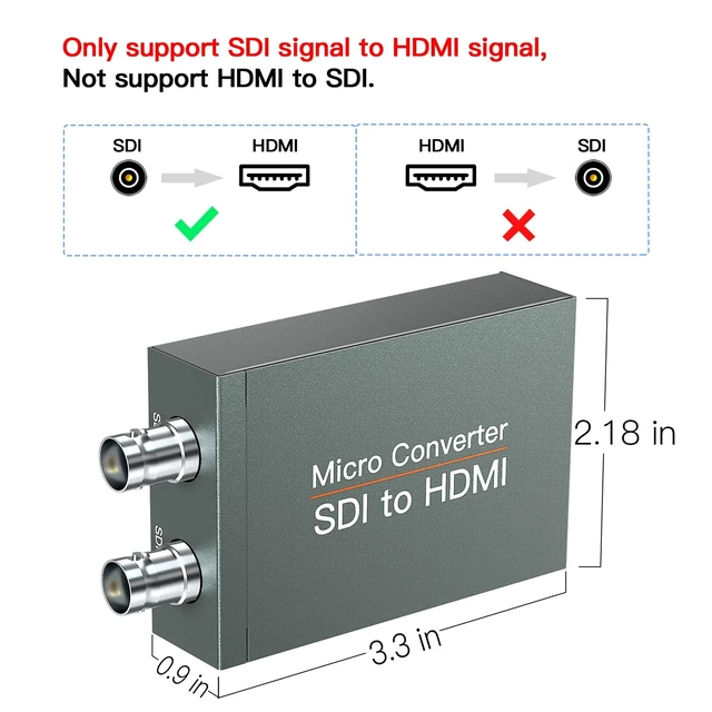 Alt view image 4 of 5 - SHUITING SDI to HDMI Converter with SDI Loop Out, 1080p HD-SDI / 3G-SDI/SD-SDI to HDMI Video Audio Converter, BNC to HDMI Adapter for SDI Camera Monitor Projector
