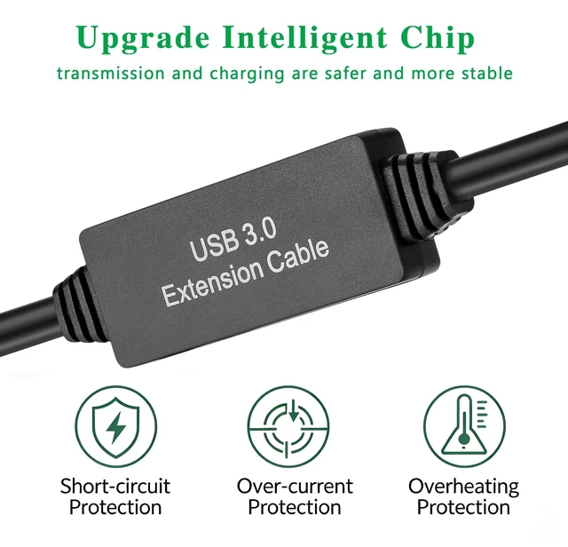Alt view image 2 of 5 - XBOHJOE USB 3.0 Male to Male Cable 30ft Type A Male to A Male Cord 5 Gbps Double USB a to USB a Cable Compatible with Hard Drive Cooling Fan/pad DVD Player and More (Black, 30FT)