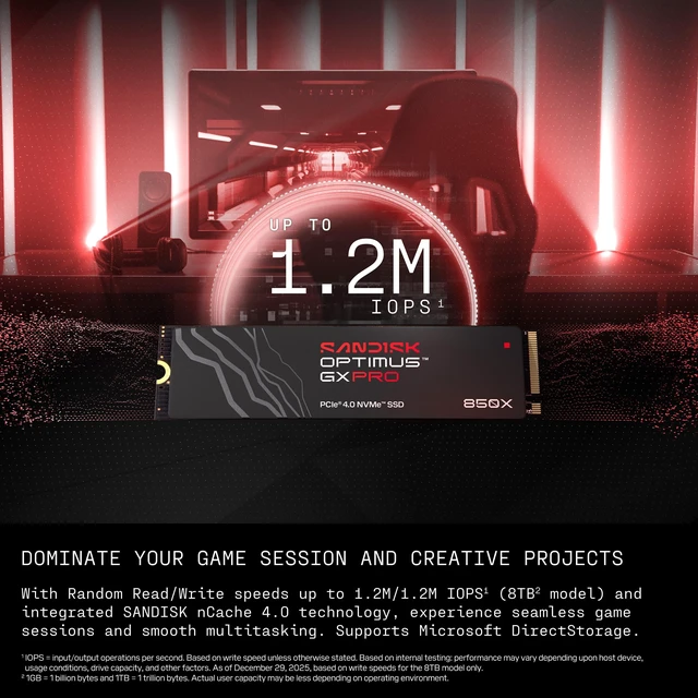 Alt view image 2 of 5 - Sandisk Optimus GX PRO 850X 2TB NVMe SSD, PCIe 4.0, M.2 2280