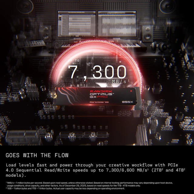 Alt view image 3 of 5 - Sandisk Optimus GX PRO 850X 2TB NVMe SSD, PCIe 4.0, M.2 2280