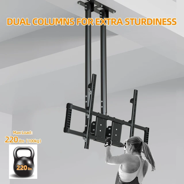 Alt view image 3 of 5 - GUZHIKU Ceiling TV Mount for 60-120 inch TV Hold 220 lbs, 20 Height Levels