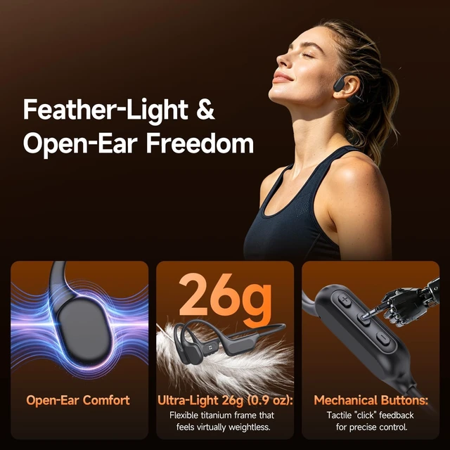 Alt view image 5 of 5 - esonstyle Swimming Headphones Bluetooth 6.2, IP68 Waterproof Earphones
