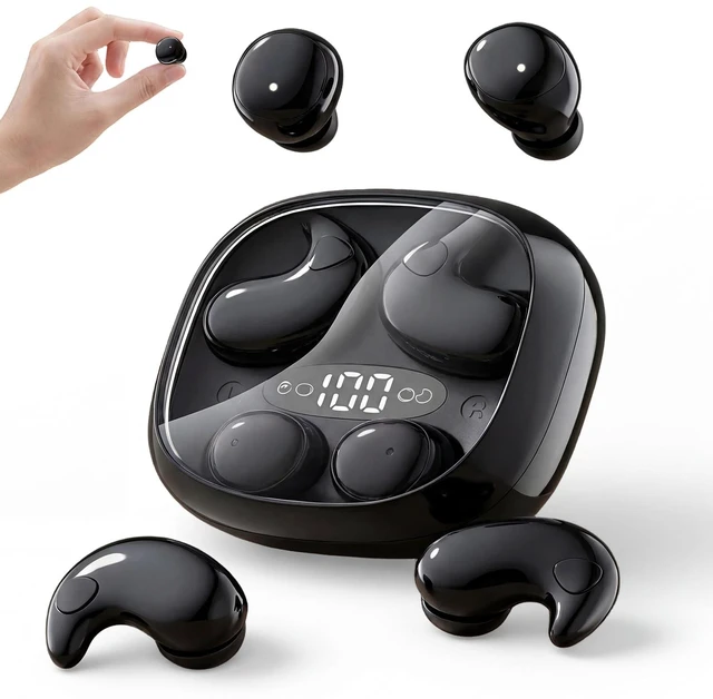 Main image of Sleep Earbuds for Side Sleepers, 2 in 1 Mini Earbuds Wireless Bluetooth for Sleeping, Discreet in-Ear Earphones for Small Ear Canals, Noise Cancelling, Small Ear Buds for Sleep, Work, Relax(Bla