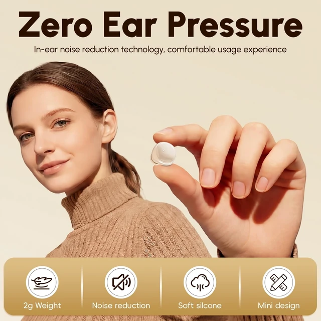 Alt view image 3 of 5 - Sleep Earbuds for Side Sleepers, 2 in 1 Mini Earbuds Wireless Bluetooth for Sleeping, Discreet in-Ear Earphones for Small Ear Canals, Noise Cancelling, Small Ear Buds for Sleep, Work, Relax(Bla