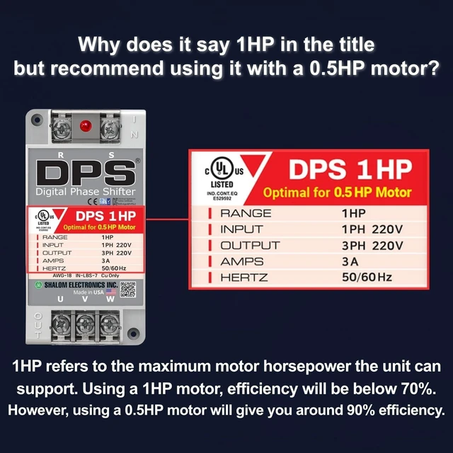 Alt view image 4 of 5 - American DPS Digital Phase Converter 1HP, Single to 3 Phase, 3A 200-240V