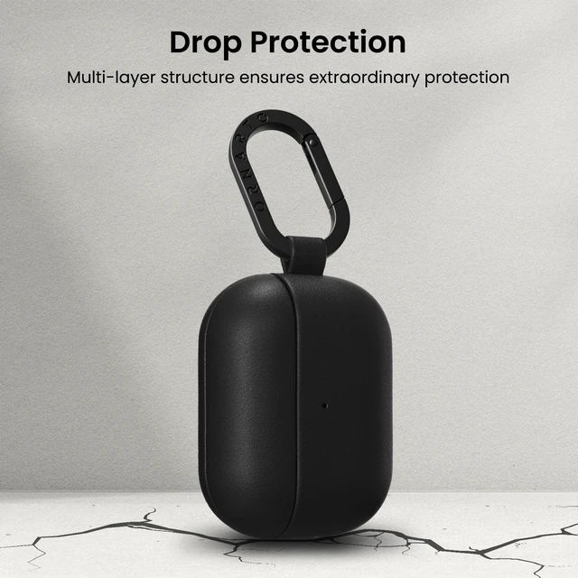Alt view image 5 of 5 - ORNARTO for AirPods Pro 2 Case, Vegan Leather Cover, Midnight Black Leather