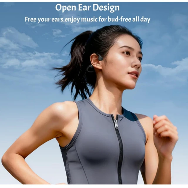 Alt view image 2 of 5 - Bone Conduction Headphones Bluetooth 5.2,Open Ear Earphones Wireless with Noise Cancelling Mic,Waterproof Lightweight Foldable Neckband Headsets TF Card Support for Cycling Running Hiking Bicyc