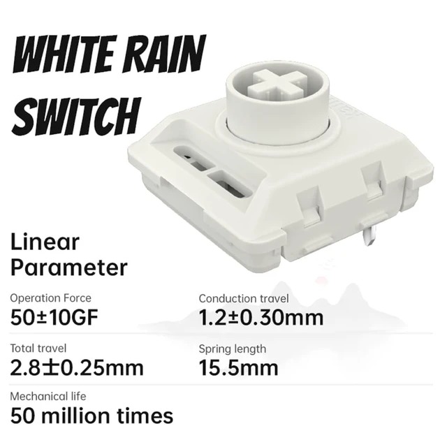 Alt view image 2 of 5 - Kailh Official Store White Rain Low Profile Switch Full POM Linear Silent, Elements Series, 3-Pin Choc V2 Compatible for Mechanical Keyboard (70PCS)