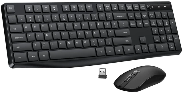 Main image of Wireless Keyboard and Mouse Combo, Lovaky 2.4G Full-Sized Ergonomic Keyboard Mouse, 3 DPI Adjustable Cordless USB Keyboard and Mouse, Quiet Click for Computer/Laptop/Windows/Mac