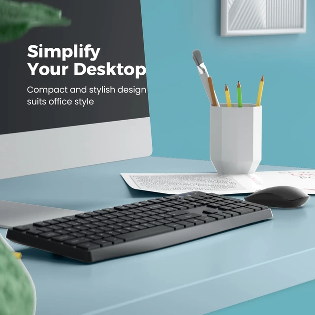 Alt view image 3 of 5 - Wireless Keyboard and Mouse Combo, Lovaky 2.4G Full-Sized Ergonomic Keyboard Mouse, 3 DPI Adjustable Cordless USB Keyboard and Mouse, Quiet Click for Computer/Laptop/Windows/Mac