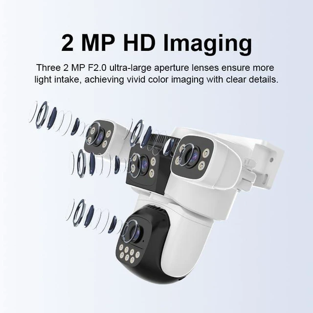 Alt view image 4 of 5 - GESKS O Kam Pro 8MP HD 4 Lens Security Camera, 360 Coverage, 2.4G WiFi, Pan & Tilt, Sound Light Alarm, Two Way Audio, Human Auto Tracking, Night Vision, Outdoor Surveillance CCTV(CS621FR)