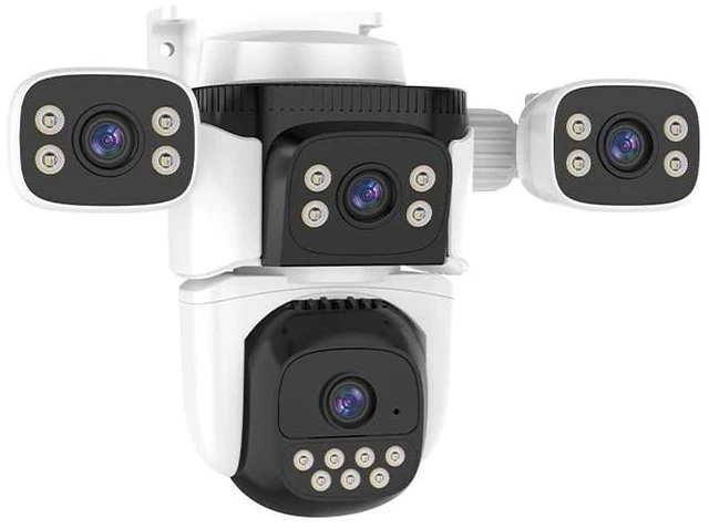 Main image of GESKS O Kam Pro 8MP HD 4 Lens Security Camera, 360 Coverage, 2.4G WiFi, Pan & Tilt, Sound Light Alarm, Two Way Audio, Human Auto Tracking, Night Vision, Outdoor Surveillance CCTV(CS621FR)
