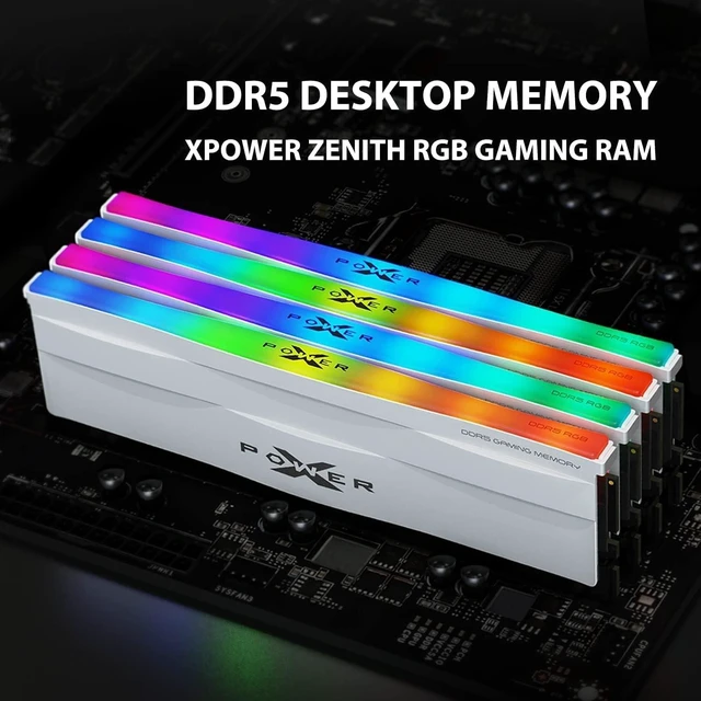 Alt view image 3 of 4 - Silicon Power DDR5 16GB (1x16GB) Zenith RGB 6400MT/s (PC5-51200) 288-pin CL32 1.4V UDIMM Desktop Memory Module RAM SP016GXLWU64AFSH White