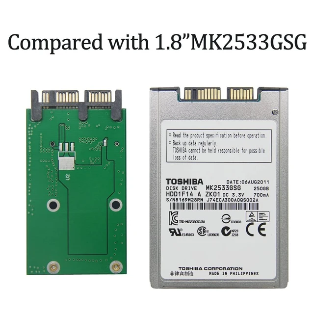 Alt view image 4 of 4 - FLEANE 256GB MS02 MicroSata SSD Compatible with HP 2740p 2730p 2540p IBM X300 X301 T400S T410S Replace MK1233GSG MK1633GSG MK2533GSG 1.8" HDD (256GB)