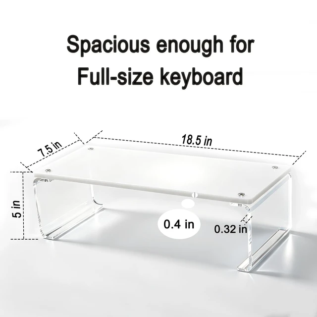 Alt view image 2 of 5 - GRASS BROOK Acrylic Monitor & Laptop Stand Riser L18.5 x H5, White