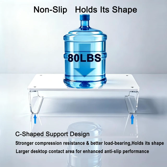 Alt view image 3 of 5 - GRASS BROOK Acrylic Monitor & Laptop Stand Riser L18.5 x H5, White