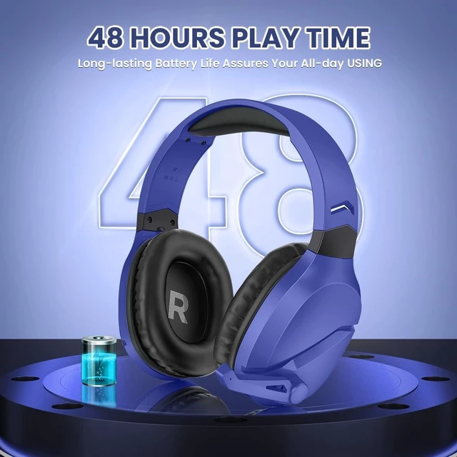 Alt view image 4 of 5 - WolfLawS Wireless Gaming Headset with Mic for PS5 PC PS4, Navy Blue