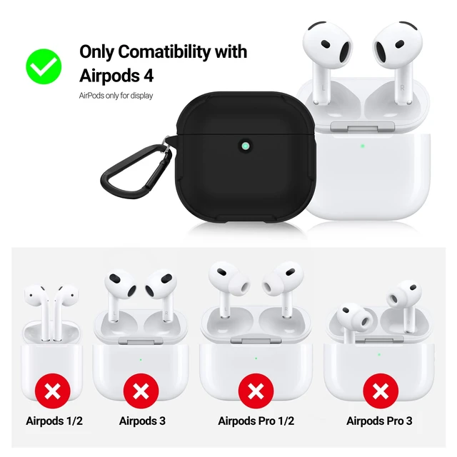 Alt view image 2 of 5 - KZDOO Crashguard for AirPods 4 Case, Metal Protective Cover with Aluminum Alloy Frame Case, Carabiner Included, Shockproof, Scratch-Resistant, Wireless Charging Compatible (Black)