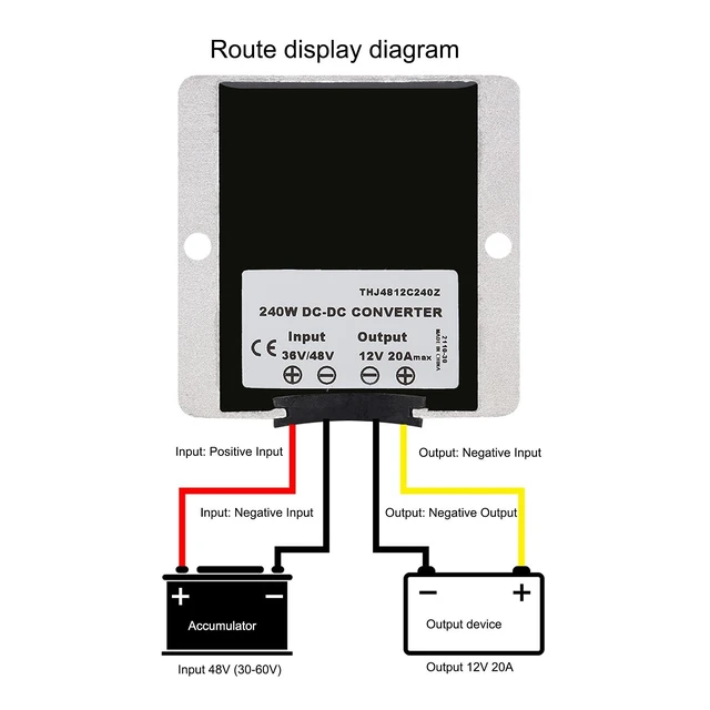 Alt view image 3 of 5 - 20A Step Down Voltage Converter 48V to 12V DC Transformer Module for Automotive Applications THJ4812C240Z