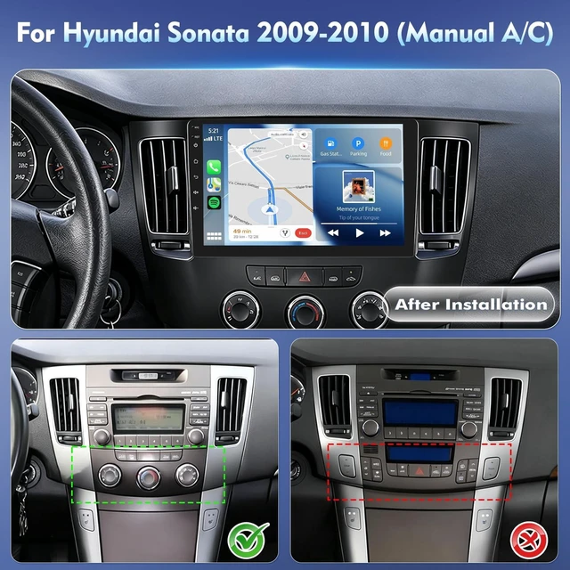 Alt view image 2 of 5 - 4Core+64G Android Car Radio for Hyundai Sonata 2009 2010 (Manual A/C)