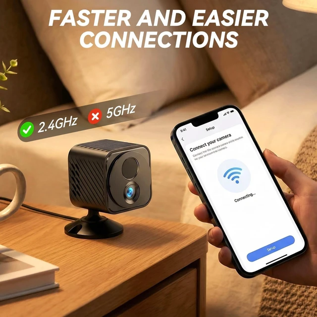 Alt view image 2 of 5 - Foivtrui 2K Mini WiFi Security Camera, Battery Powered Indoor Camera with 30-Day Battery Life, PIR Motion Detection, Night Vision, 2.4GHz WiFi, App Remote Viewing for Baby Monitor & Pet Camera