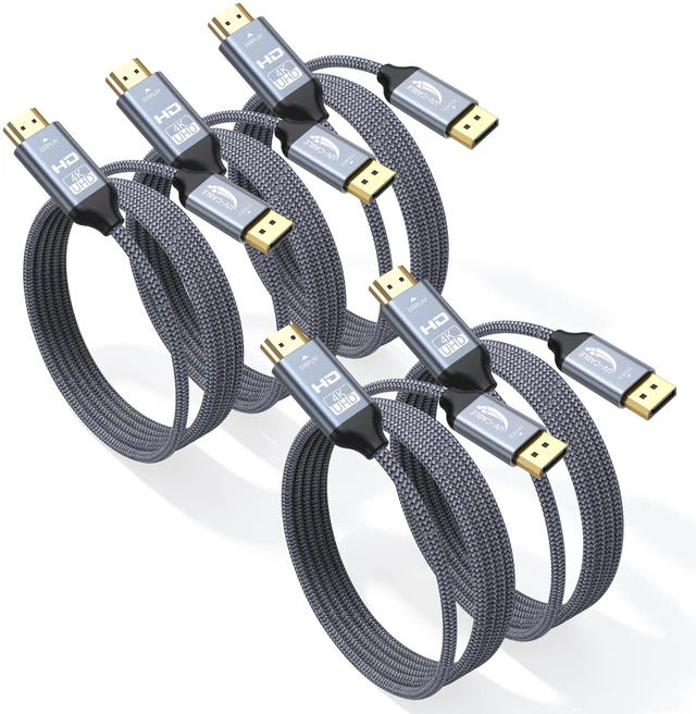 Main image of 3 FT DisplayPort to HDMI Cable 5-Pack, 4K Unidirectional, Braided
