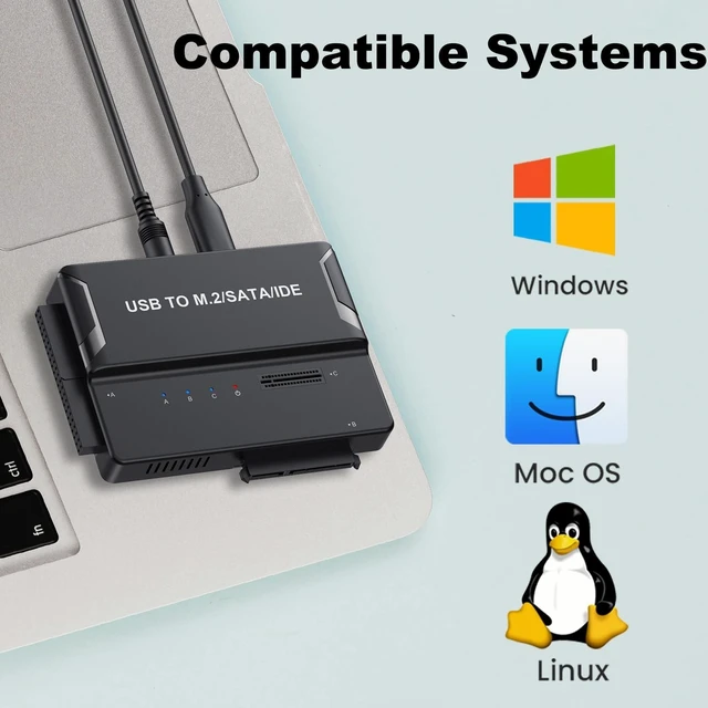 Alt view image 5 of 5 - NVMe SSD Enclosure, USB to M.2 and IDE SATA Adapter Hard Drive Reader