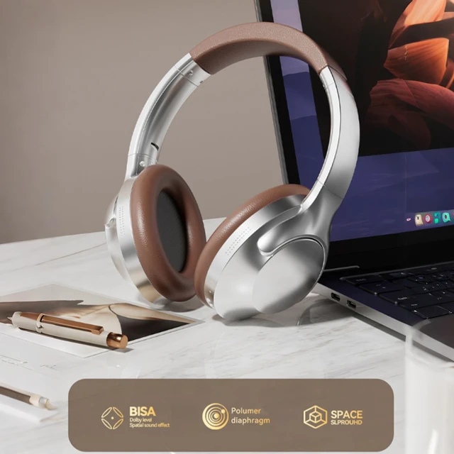 Alt view image 4 of 5 - ROEL-PLAY Over Ear Bluetooth Headphones, RGB Wireless Headset with ENC Mic, Low Latency, Deep Bass, Long Battery, Wired Dual Mode for Phone Computer Travel (White)
