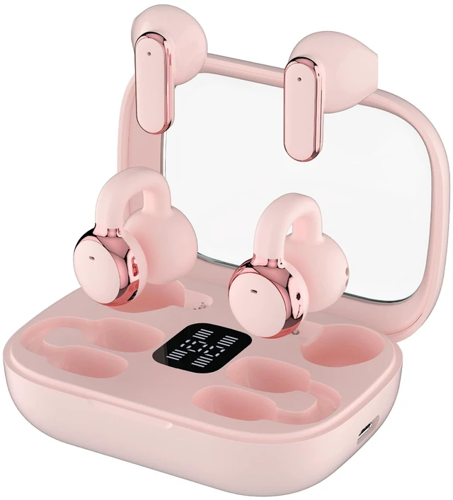 Main image of RCA EarSwitch Pro 4-in-1 Duo TWS Wireless Earbuds, Bluetooth 5.4 Open-Ear & in-Ear Dual Buds with LED Charging Case, Touch Control, Built-in Mic, 6H Playtime for Sport & Office (Pink)