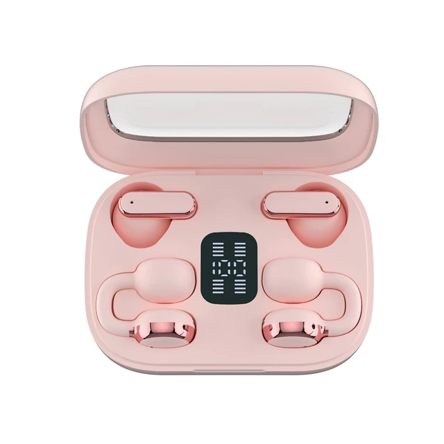 Alt view image 2 of 5 - RCA EarSwitch Pro 4-in-1 Duo TWS Wireless Earbuds, Bluetooth 5.4 Open-Ear & in-Ear Dual Buds with LED Charging Case, Touch Control, Built-in Mic, 6H Playtime for Sport & Office (Pink)