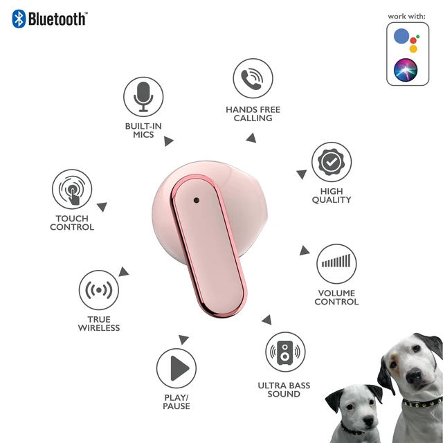 Alt view image 3 of 5 - RCA EarSwitch Pro 4-in-1 Duo TWS Wireless Earbuds, Bluetooth 5.4 Open-Ear & in-Ear Dual Buds with LED Charging Case, Touch Control, Built-in Mic, 6H Playtime for Sport & Office (Pink)
