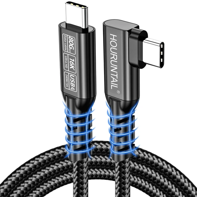 Main image of HOURUNTAIL Thunderbolt 5Cable 6.6ft2M,USB4 C to C 90Degree Angle
