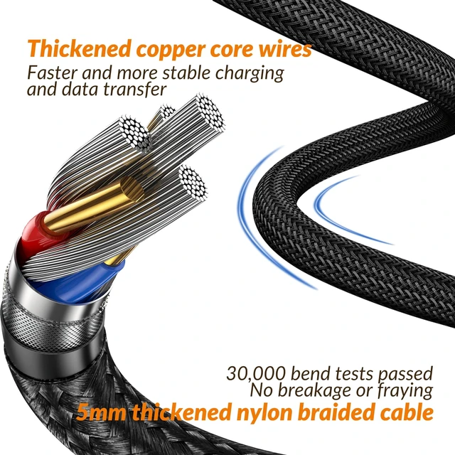 Alt view image 5 of 5 - HOURUNTAIL Thunderbolt 5Cable 6.6ft2M,USB4 C to C 90Degree Angle