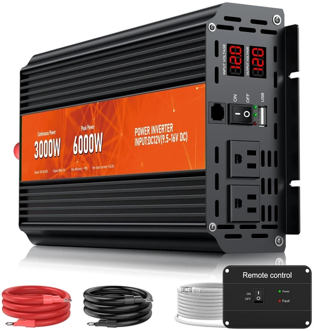 Main image of 3000W Power Inverter 12V DC to 110V/120V AC Converter, 6000W Peak