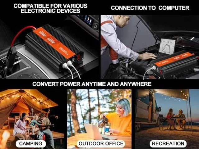 Alt view image 2 of 5 - 3000W Power Inverter 12V DC to 110V/120V AC Converter, 6000W Peak