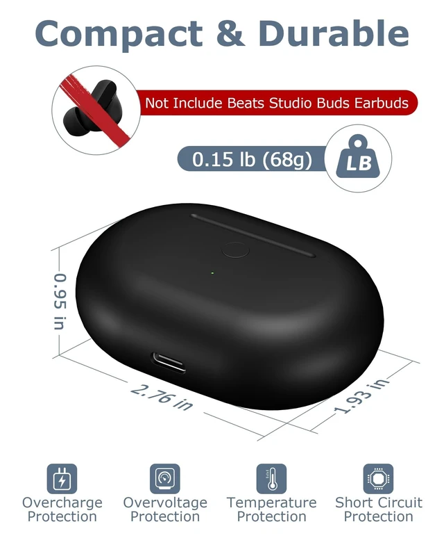 Alt view image 5 of 5 - XCZNAGS Charging Case Replacement for Studio Buds & Studio Buds+: 660mAh Earbuds Charger Case with Bluetooth Sync Button & USB-C Cable