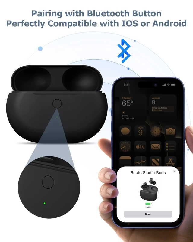 Alt view image 4 of 5 - XCZNAGS Charging Case Replacement for Studio Buds & Studio Buds+: 660mAh Earbuds Charger Case with Bluetooth Sync Button & USB-C Cable