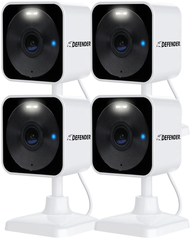 Main image of Defender GO 2K AI Powered WiFi Indoor/Outdoor Home, Business, Pet, Baby Security Camera, AI Detection, Dual Band, Spotlight/Siren, Color Night Vision, 2-Way Talk, Works with ClearVu App, 4 Pack