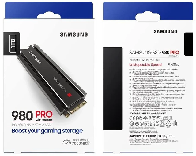 Alt view image 5 of 5 - SAMSUNG 980 PRO SSD with Heatsink 1TB PCIe Gen 4 NVMe M.2 Internal Solid State Drive, Heat Control, Max Speed, PS5 Compatible, MZ-V8P1T0CW
