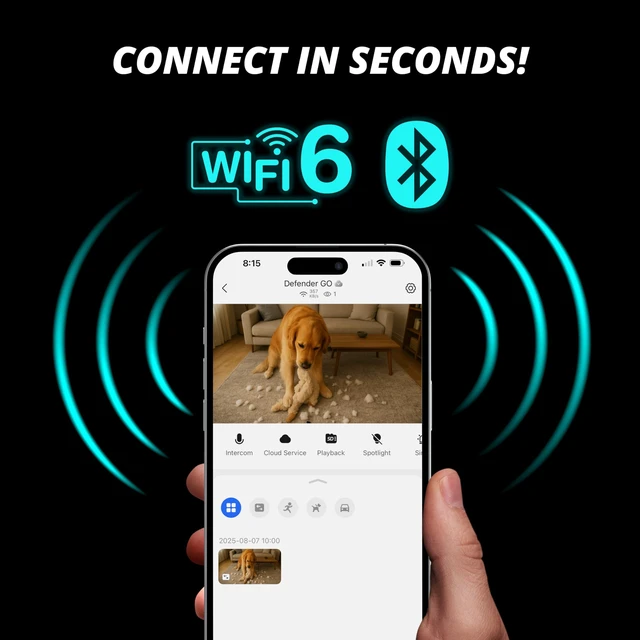 Alt view image 5 of 5 - Defender GO 2K AI Powered WiFi Indoor/Outdoor Home, Business, Pet, Baby Security Camera, AI Detection, Dual Band, Spotlight/Siren, Color Night Vision, 2-Way Talk, Works with ClearVu App, 4 Pack