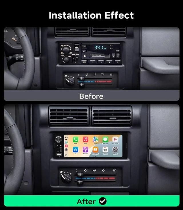 Alt view image 2 of 5 - Single DIN Car Radio Stereo, Wireless CarPlay & Android Auto