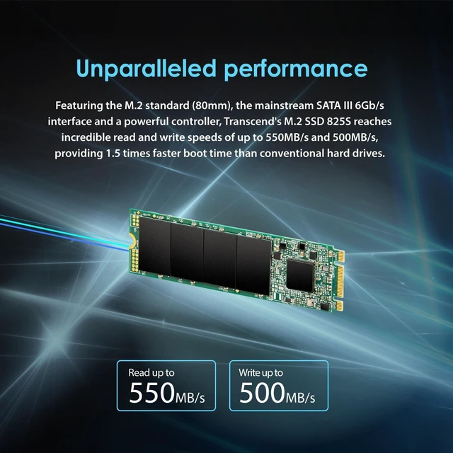 Alt view image 4 of 5 - Transcend 2TB MTS825S M.2 SATA III 2280 SSD, SLC Cache, B+M Key